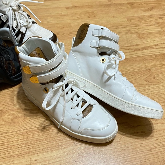 RARE Louis Vuitton Calfskin Reverse Monogram Boombox High top Sneakers White - Picture 2 of 10